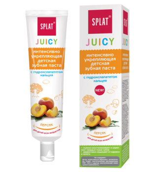 Дитяча зубна паста Splat Junior Juicy захист від бактерій і карієсу Персик, 35 мл - Pampik