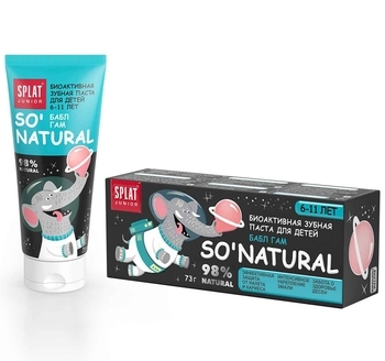Дитяча зубна паста Splat Junior So 'Natural Захист від бактерій і карієсу Бабл Гам, 73 г - Pampik
