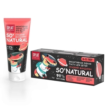 Дитяча зубна паста Splat Junior So 'Natural Захист від бактерій і карієсу Солодкий мандарин, 73 г - Pampik