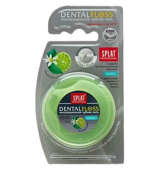 Антибактеріальна об'ємна зубна нитка Splat DentalFloss, з екстрактом бергамота і лайма, 30 м - Pampik