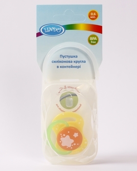 Пустушка силіконова Lindo Зірки, кругла, 0-6 міс., салатовий (А 31/0-6 зел) - Pampik - 3
