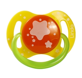 Пустушка силіконова Lindo Зірки, кругла, 0-6 міс., салатовий (А 31/0-6 зел) - Pampik