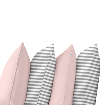 Набір наволочок Cosas Смужка, ранфорс, 50х70 см, рожевий, 4 шт. - Pampik