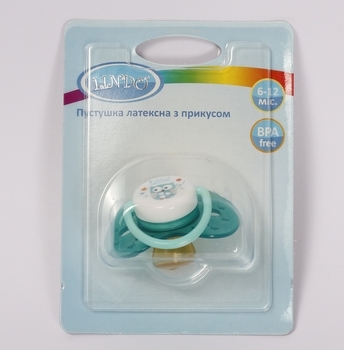 Пустушка латексна Lindo, анатомічна, 6-12 міс., бірюзовий (Pk012/6-12 з) - Pampik - 3