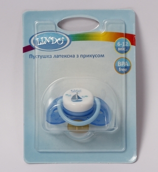 Пустушка латексна Lindo, анатомічна, 6-12 міс., блакитний (Pk012/6-12 г) - Pampik - 3