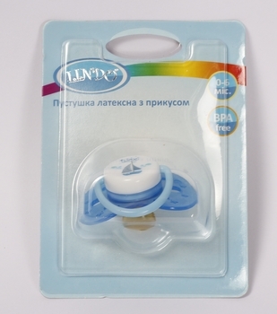 Пустушка латексна Lindo, анатомічна, 0-6 міс., блакитний (Pk012/0-6блак) - Pampik - 3