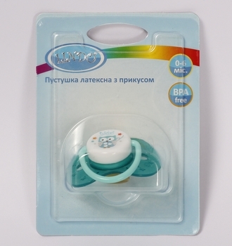 Пустушка латексна Lindo Сова, анатомічна, 0-6 міс., бірюзовий (Pk012/0-6зел) - Pampik - 3