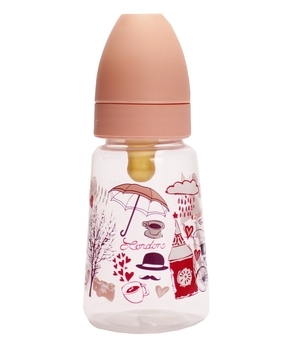 Пляшка для годування Lindo, 125 мл, рожевий (Pk 053/L троянд) - Pampik