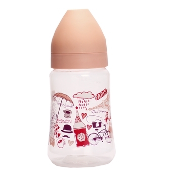 Пляшка для годування Lindo, 250 мл, рожевий (Li 159 троянд) - Pampik
