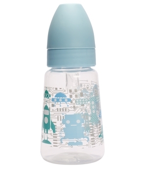 Пляшка для годування Lindo, із силіконовою соскою, 125 мл, блакитний (Pk 053 гол) - Pampik