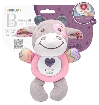 Мягкая игрушка Funmuch Baby Коровка, со световыми и музыкальными эффектами (FM888-1) - Pampik