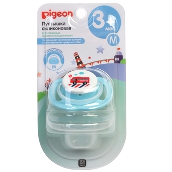 Пустышка Pigeon Автобус, размер М, бирюзовый (26983) - Pampik