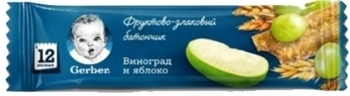 Подарок. Фруктово-злаковый батончик Gerber Яблоко и виноград, 25 г - Pampik