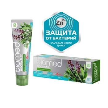 Антибактериальная зубная паста Biomed Biocomplex Мята для долгой свежести дыхания , 100 г - Pampik