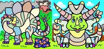 Динозаврики. Водяні розмальовки. Кольоровий фон - Pampik - 2