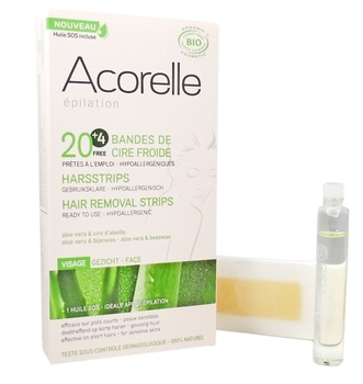 Органические восковые полоски Acorelle Алоэ и пчелиное молочко, для депиляции лица, 24 шт. - Pampik