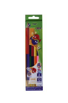 Олівці кольорові ZiBi Double Kids Line, 6 шт., 12 кольорів (ZB.2462) - Pampik