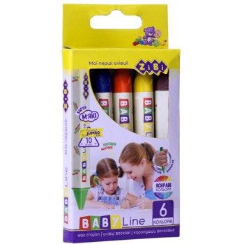 Олівці воскові ZiBi Jumbo Baby Line, трикутні, 6 шт. (ZB.2483) - Pampik