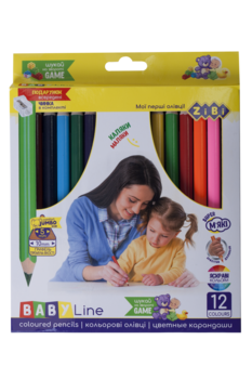 Олівці кольорові ZiBi Jumbo Baby Line, з точила, 12 шт. (ZB.2452) - Pampik