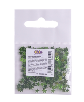 Глиттер Блестки ZiBi, звездочки, зеленый, 1 г (ZB.6801-04) - Pampik