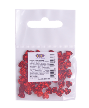 Глиттер Блестки ZiBi, сердечка, красный, 1 г (ZB.6802-05) - Pampik