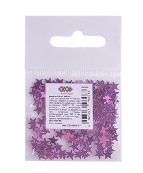 Глиттер Блестки ZiBi, звездочки, сиреневый, 1 г (ZB.6801-07) - Pampik