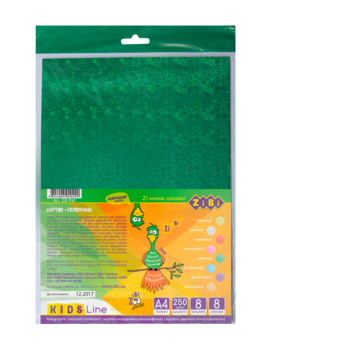 Набір кольорового голографічного картону ZiBi, А4, 8 листів, 8 кольорів (ZB.1961) - Pampik