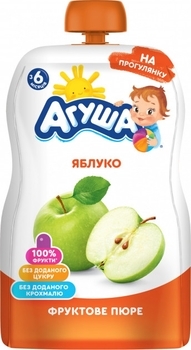 Фруктовое пюре Агуша Яблоко, 90 гр - Pampik
