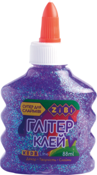 Клей ZiBi Неон Глиттер, для слаймов, прозрачный, фиолетовый, 88 мл (ZB.6114-07) - Pampik