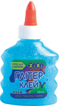 Клей ZiBi Неон Глиттер, для слаймов, прозрачный, голубой, 88 мл (ZB.6114-14) - Pampik