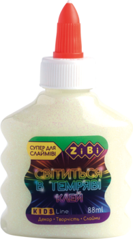 Клей ZiBi Світлячок, для слаймів, люмінесцентний, білий, 88 мл (ZB.6115-12) - Pampik