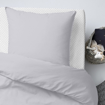 Комплект постільної білизни Cosas Горошок, ранфорс, 140х110 см, сірий з білим - Pampik - 5