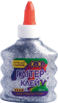 Клей ZiBi Глітер, для слаймів, прозорий, сріблястий, 88 мл (ZB.6116-24) - Pampik