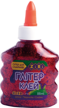 Клей ZiBi Глиттер, для слаймов, прозрачный, красный, 88 мл (ZB.6116-05) - Pampik