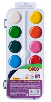 Акварельные краски ZiBi Kids Line, розовая упаковка, 12 цветов (ZB.6544-10) - Pampik