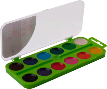 Акварельні фарби ZiBi Kids Line, салатова упаковка, 12 кольорів (ZB.6544-12) - Pampik - 2