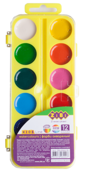 Акварельные краски ZiBi Kids Line, желтая упаковка, 12 цветов (ZB.6544-15) - Pampik