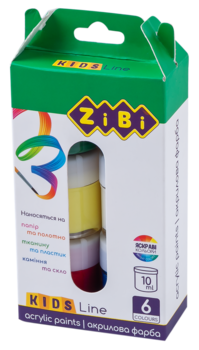Акрилові фарби ZiBi Kids Line, 6 кольорів (ZB.6660) - Pampik