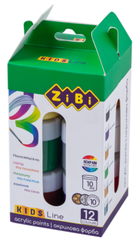 Акриловые краски ZiBi Kids Line, 12 цветов (ZB.6662) - Pampik