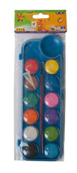 Акварельные краски ZiBi, синяя упаковка, 12 цветов (ZB.6559-02) - Pampik