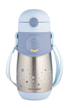 Термопоїльник Canpol Babies із силіконовою трубочкою, 300 мл, блакитний (74/054_blu) - Pampik