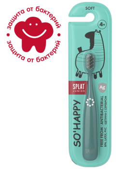 Інноваційна антибактеріальна зубна щітка Splat Junior для дітей від 4 років, м'яка, бірюзовий - Pampik