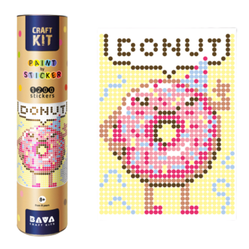 Картина за номерами стікерами в тубусі Умняшка Пончик (1869) - Pampik