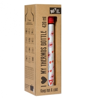 Термоc Yes Fancy, 420 мл, білий з червоним (707289) - Pampik - 5
