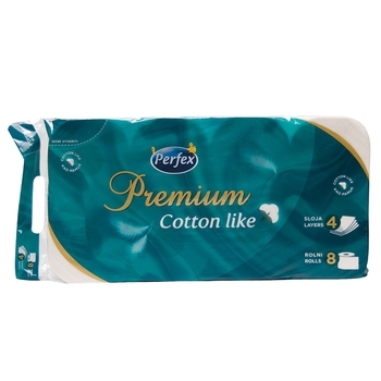 Чотиришаровий туалетний папір Perfex Premium Cotton, 8 шт. - Pampik