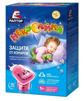 Комплект Раптор Некусайка 30 ночей, для дітей, прилад + рідина від комарів, 20 мл - Pampik