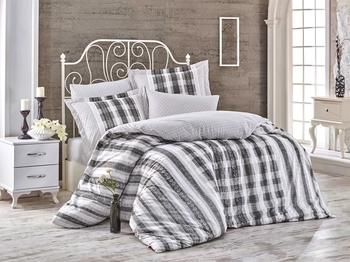 Комплект постільної білизни Hobby Poplin Debora, поплін, 220х160 см, сірий (30326_1,5) - Pampik