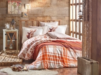 Комплект постільної білизни Hobby Flannel Valentina, сатин, 220х160 см, коричневий (40288_1,5) - Pampik