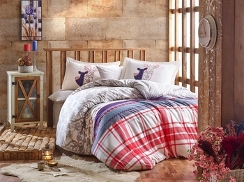 Комплект постільної білизни Hobby Flannel Valentina, сатин, 220х160 см, сірий (40295_1,5) - Pampik