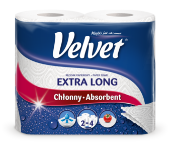 Бумажные полотенца Velvet Extra Long, 2 рулона - Pampik